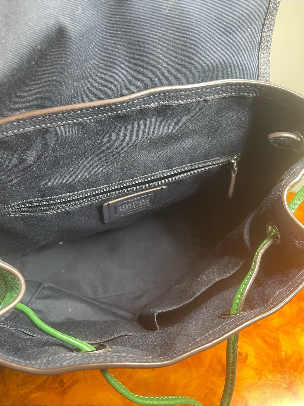 Coach Green Pebbled Leather Drawstring Backpack - Picture 5 of 6